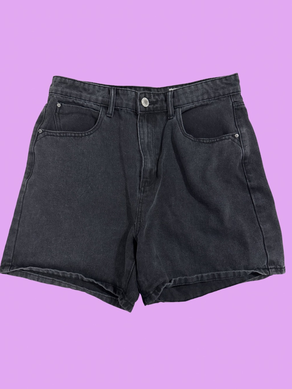 Women’s Black High-Rise Mom Denim Shorts